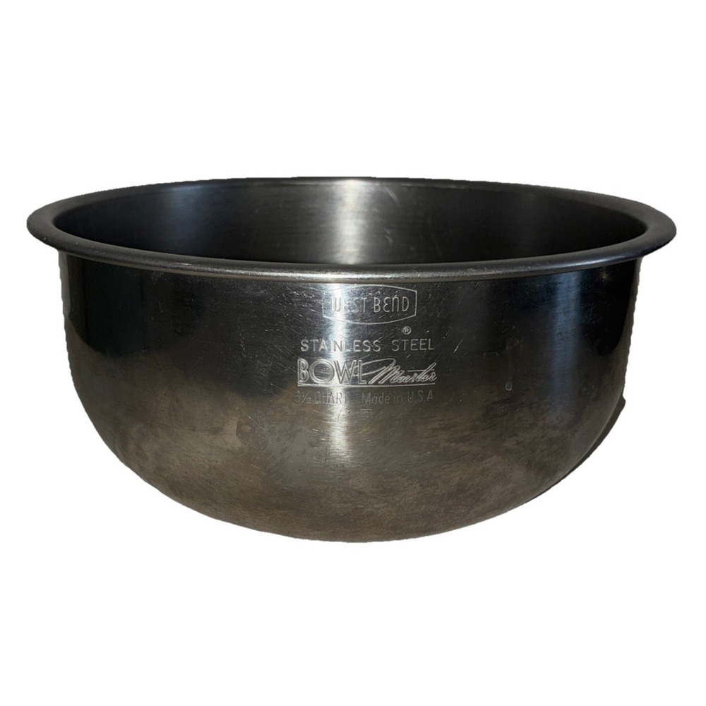 West Bend Bowl Master Stainless Steel Bowl 3-1/2 Qt Mixing Bowl 9" Made in USA